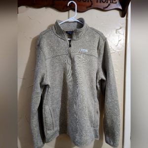 Eddie Bauer sweater jacket half zip grey brown size Large